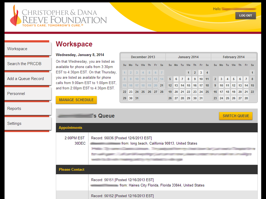 Paralysis Resource Center - Administrative Workspace