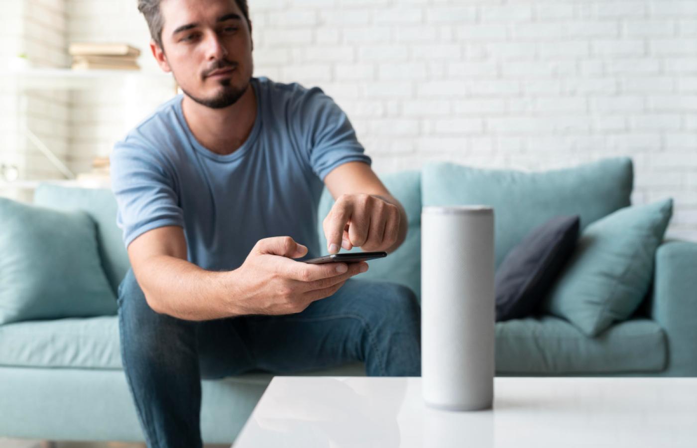 Man using speaker - digital assistant