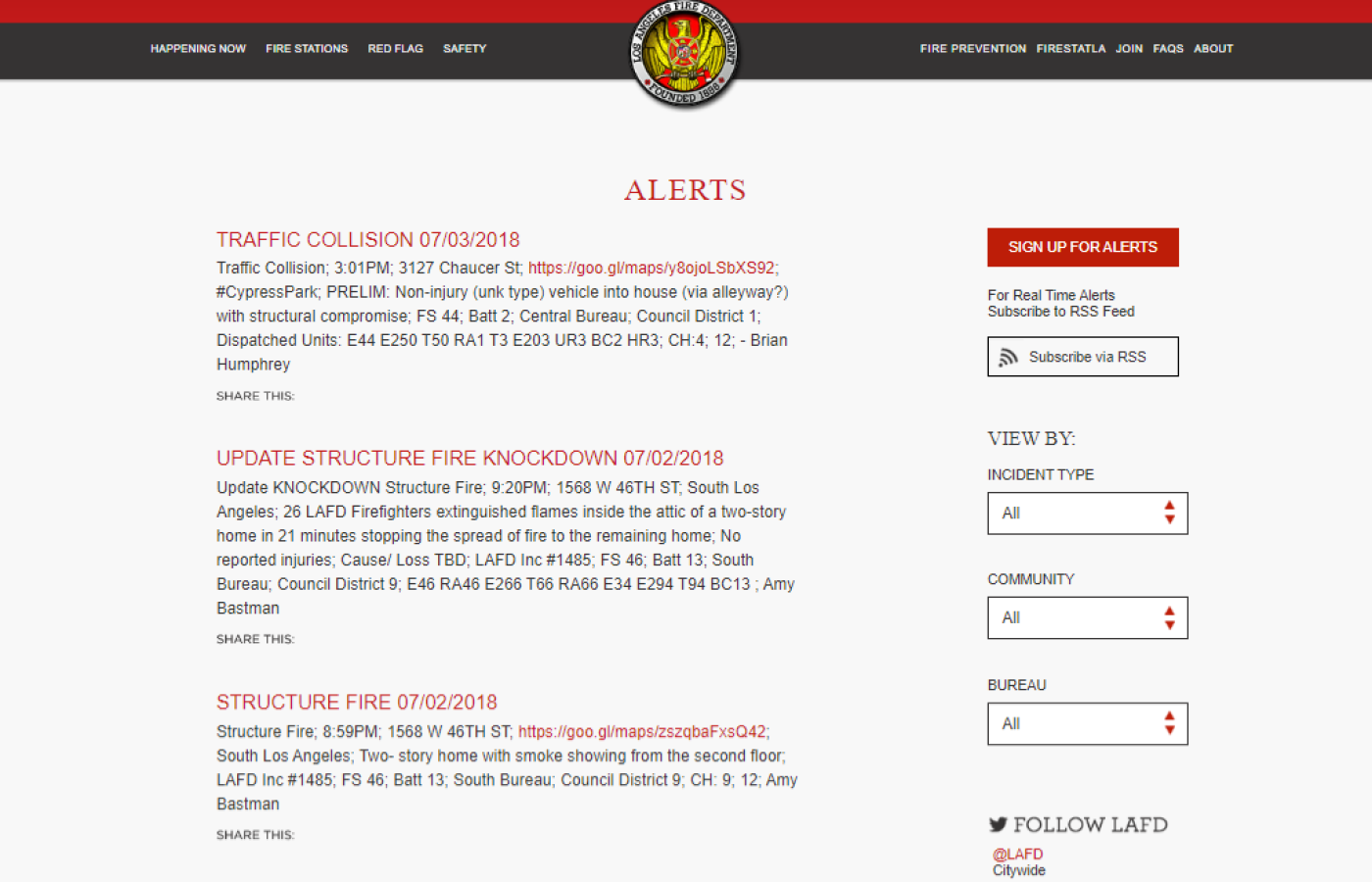 LAFD Alerts