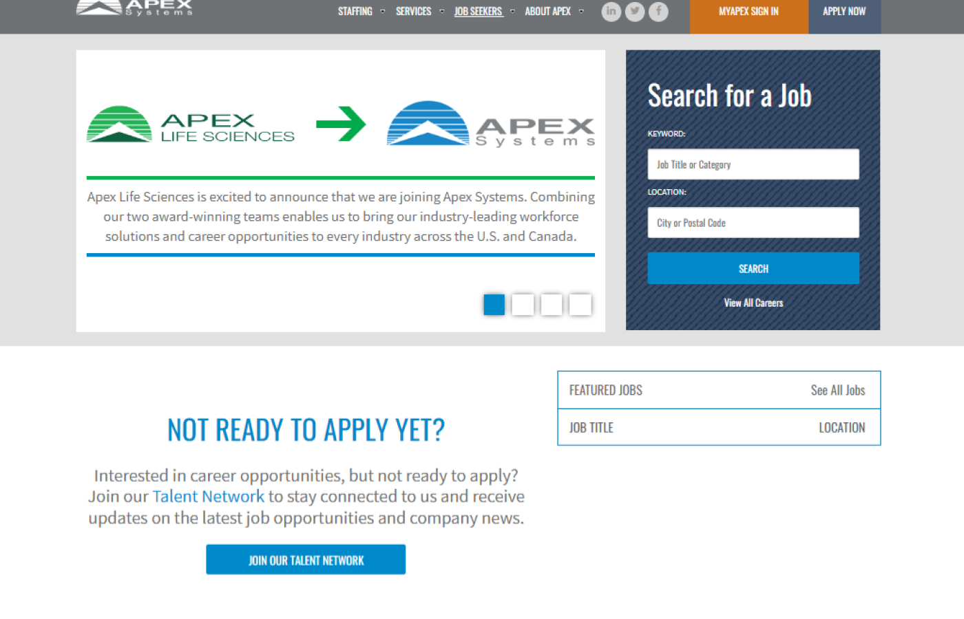 Career Page at Apex Systems