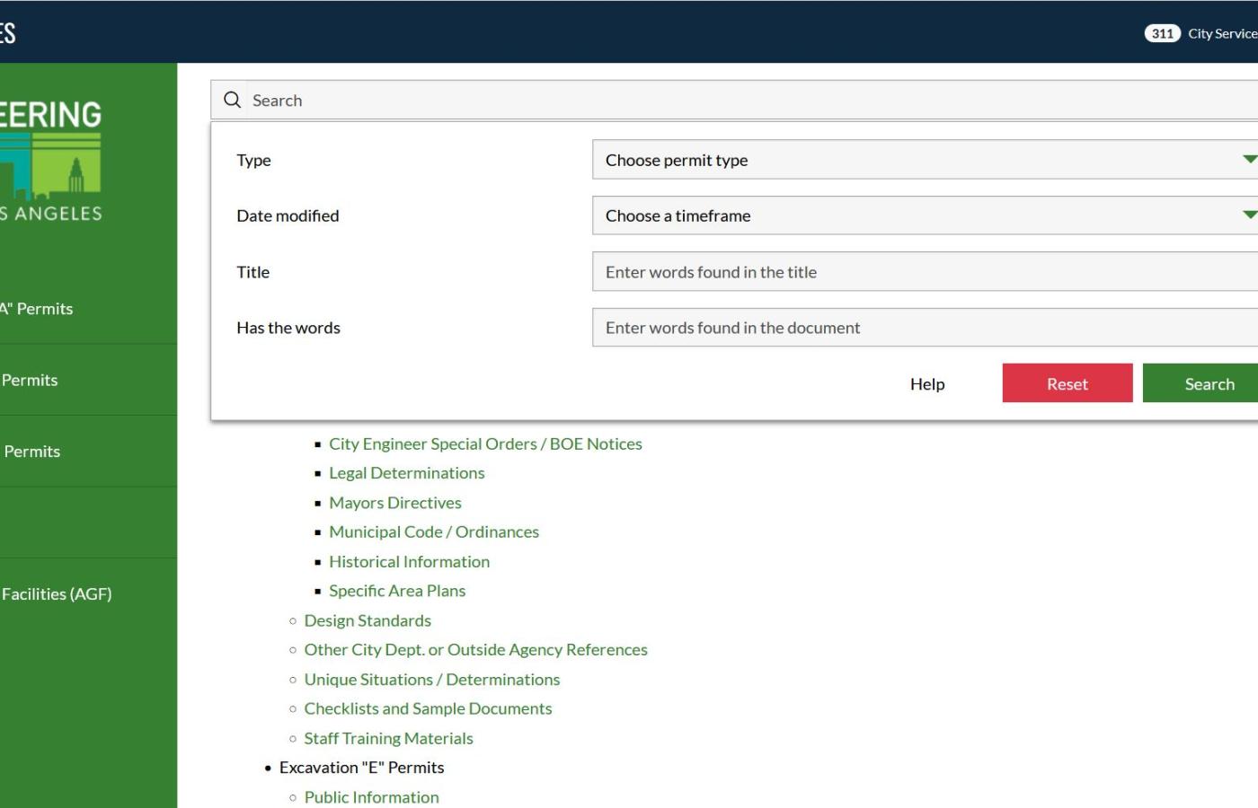 Bureau of Engineering Sitemap and Solr Search